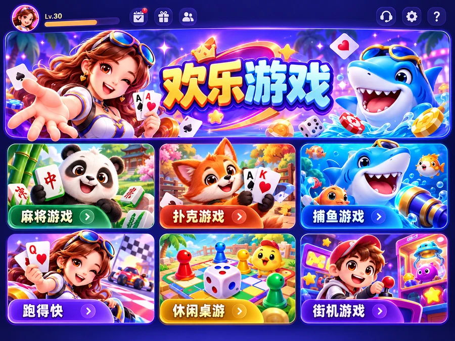棋牌游戏电玩城产品界面设计示例,非客户案例