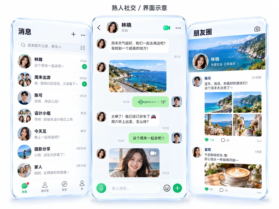 熟人社交 IM产品界面设计示例,非客户案例